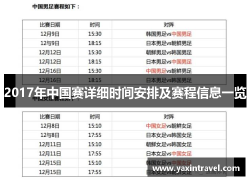 2017年中国赛详细时间安排及赛程信息一览